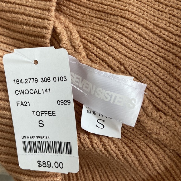 Long Sleeve Wrap Sweater M Boutique - toffee colour size small -new never worn - Picture 7 of 7